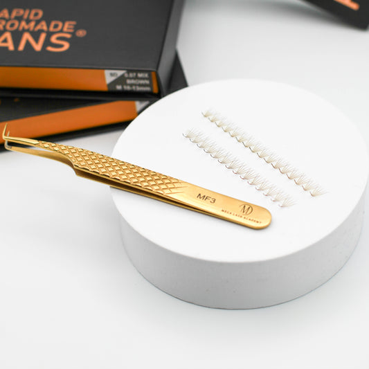 Brown M and L Curl 5D Rapid Promade Fans - 600 Fans