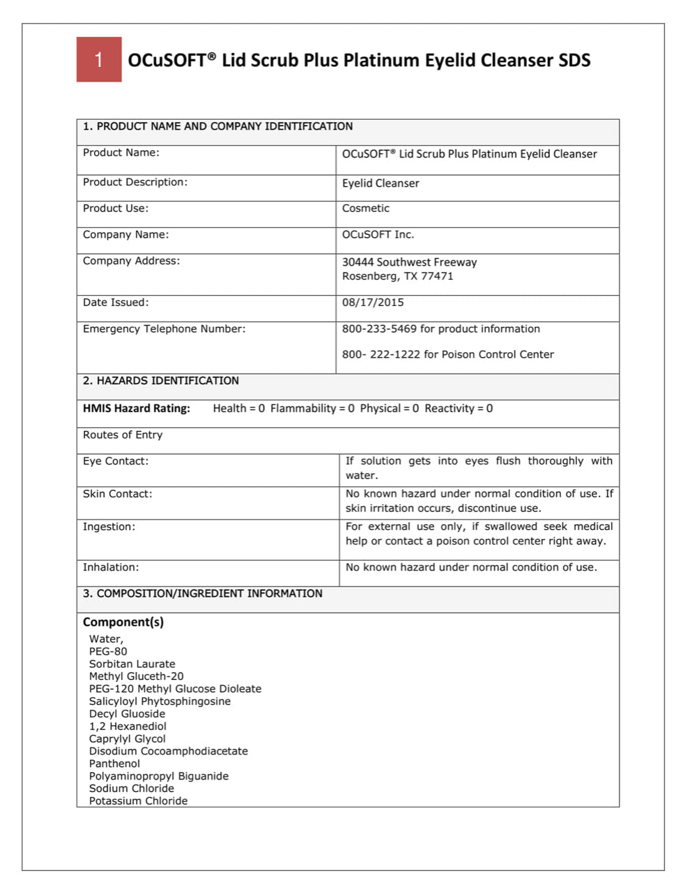 Ocusoft Lid Scrub Plus Platinum Foam 50 Ml